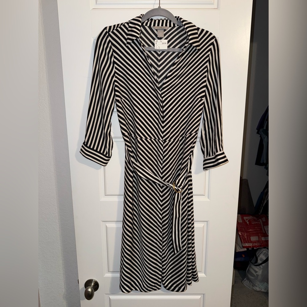 NWT H&M Diagonal‎ Striped Long Sleeve Dress
